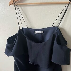 Mango Blue Asymmetrical Cold Shoulder Cocktaildress